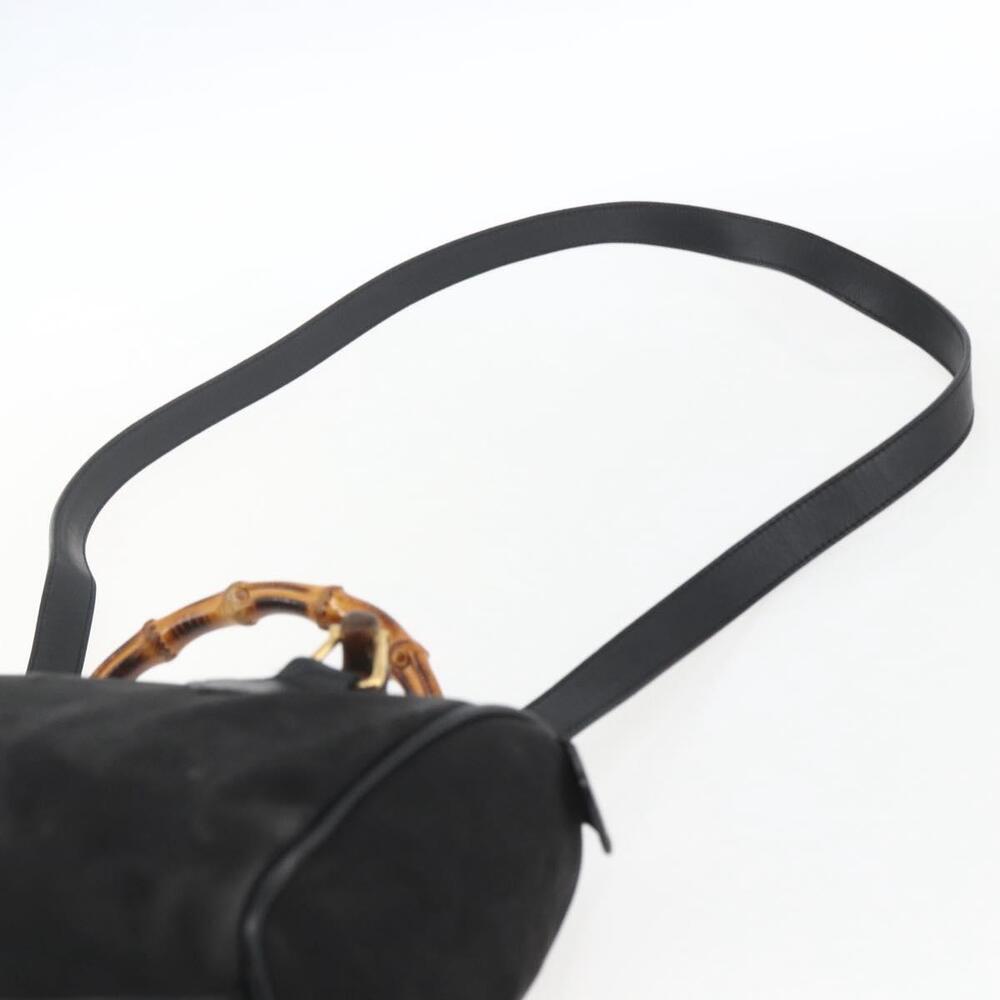 GUCCI Bamboo Hand Bag Suede 2way Black Gold 000 3444 0294 Auth 161026 - Picture 15 of 16